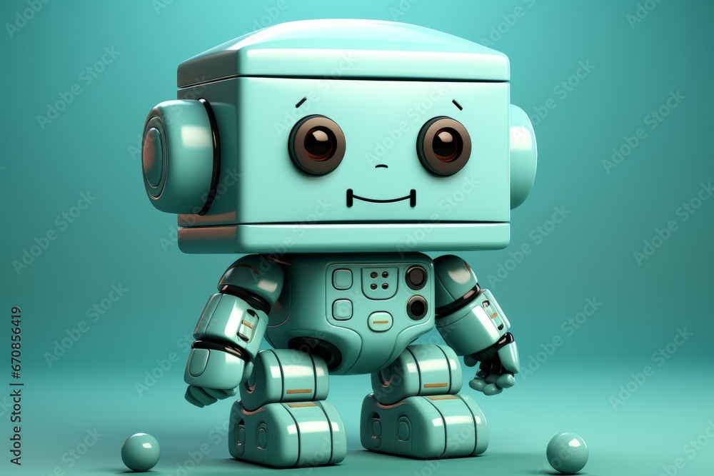 Pastel mint green robot puzzle, stimulating cognitive development and problem-solving skills with calming colors, Generative AI