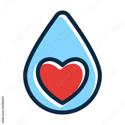 Blood Donation Vector Thick Line Filled Dark Colors