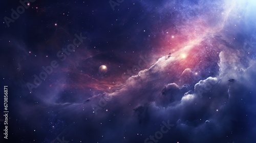 Abstract Space background panoramic, realistic nebula and shining stars.AI generated