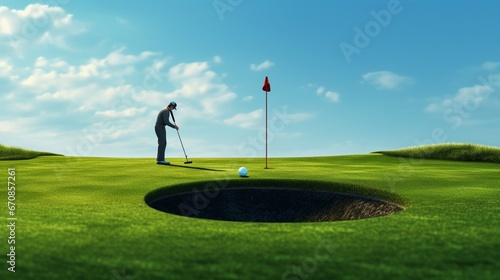golfer putting a ball into the hole
