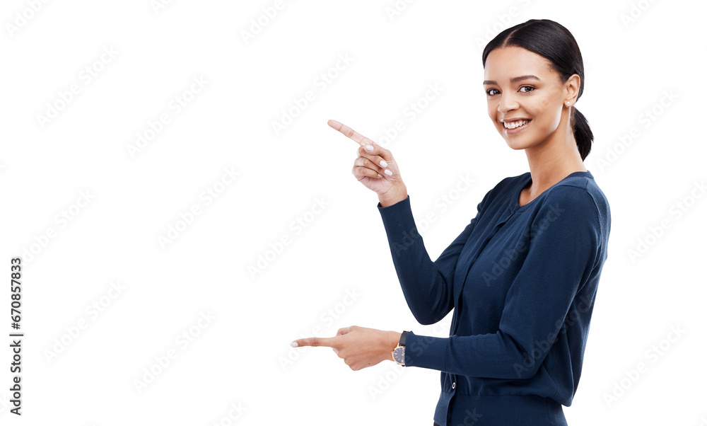 Pointing, portrait or happy woman with sale checklist, retail offer or discount deal isolated on png. Transparent background, smile or girl showing steps guide, bullet point info or menu choice promo Pointing, portrait or happy woman with sale checklist, retail offer or discount deal isolated on png. Transparent background, smile or girl showing steps guide, bullet point info or menu choice promo