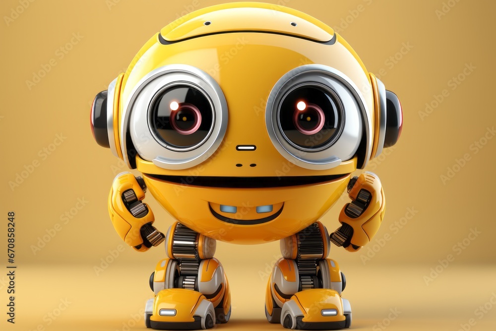 Pastel yellow robot with expressive eyes, designed to teach emotions and empathy, Generative AI Pastel yellow robot with expressive eyes, designed to teach emotions and empathy, Generative AI