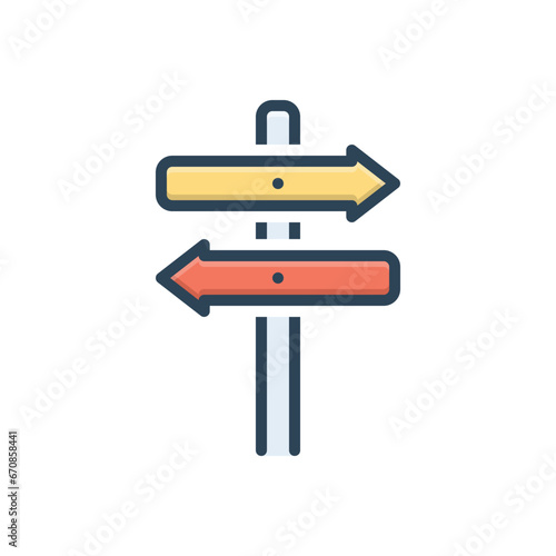 Color illustration icon for direction board