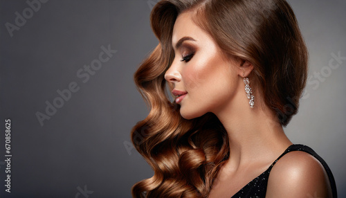 portrait of a woman, Modeling Perfection: Long and Shiny Wavy Hair
