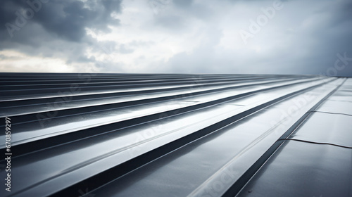 A metal sheet roof and sky