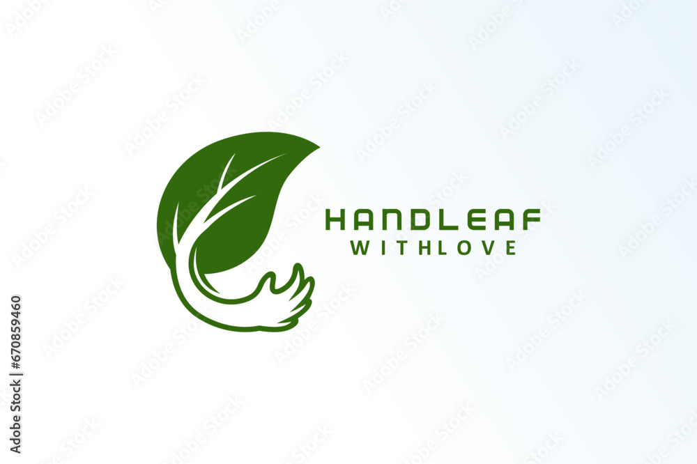 hand leaf foundation minimalist elegant modern logo vector hand leaf foundation minimalist elegant modern logo vector