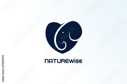 elephant love minimalist elegant modern logo vector