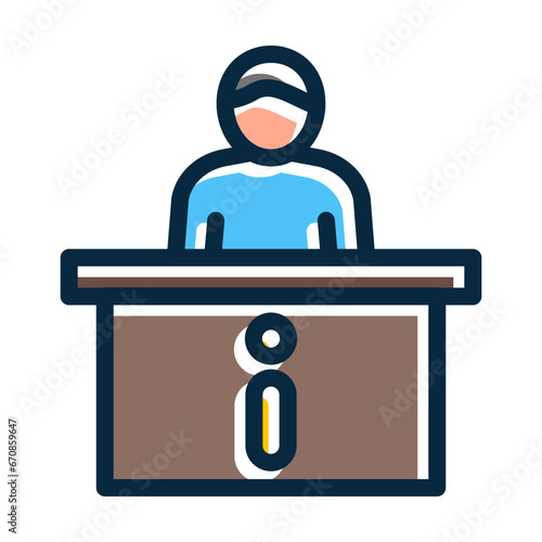 Information Desk Vector Thick Line Filled Dark Colors