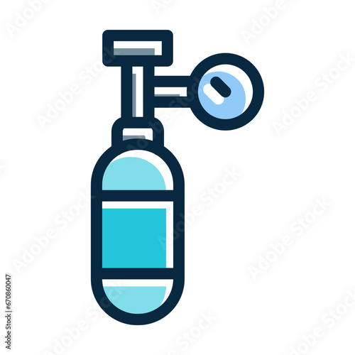 Oxygen Tank Vector Thick Line Filled Dark Colors