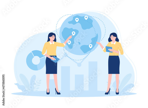 Expansion scale for business growth concept flat illustration