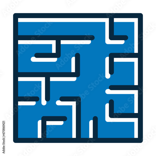 Evacuation Plan Vector Thick Line Filled Dark Colors