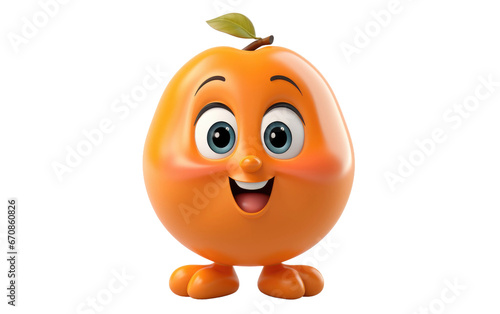 Fresh Juicy Apricot With Smiling Face 3D Character Isolated on Transparent Background PNG.