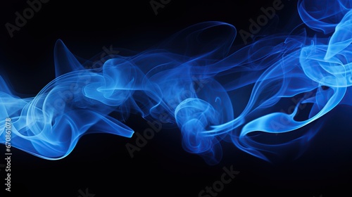 Light neon blue smoke color on dark background. AI generated image
