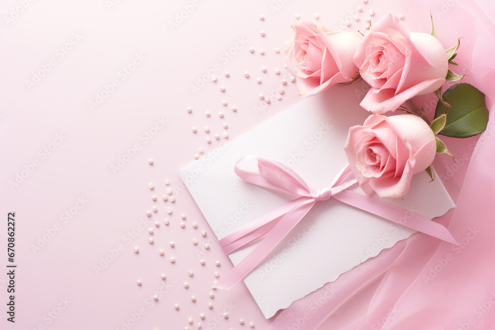 Pink letter and gift box in Valentine day. Pink letter and gift box in Valentine day.