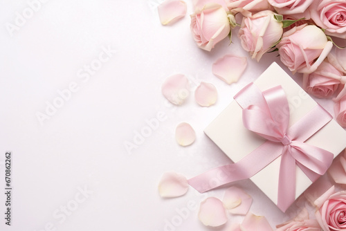 Pink letter and gift box in Valentine day.