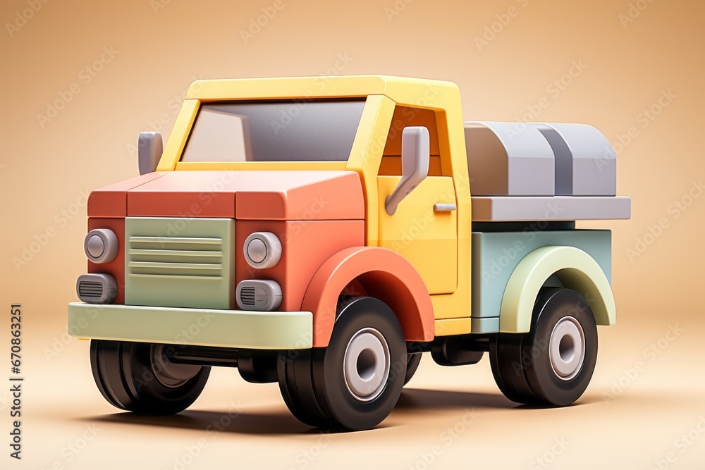 Pastel gray toy dump truck, fostering imaginative construction play with calming colors, Generative AI 