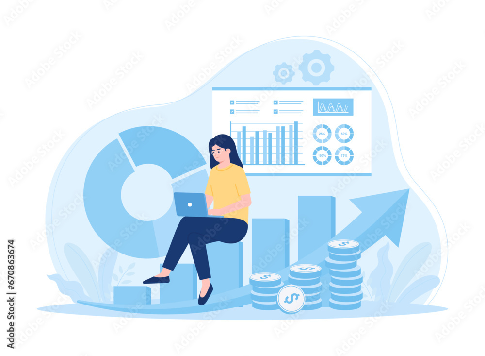 Analyzing work projects concept flat illustration Analyzing work projects concept flat illustration