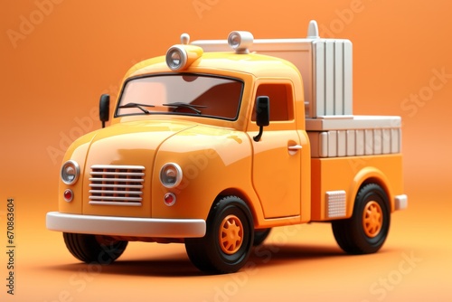 Pastel orange toy tow truck, inspiring rescue and assistance stories in vibrant pastels, Generative AI