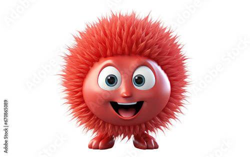 Crazy Rambutan Plant with His Unique Style Hair 3D Character Isolated on Transparent Background PNG.