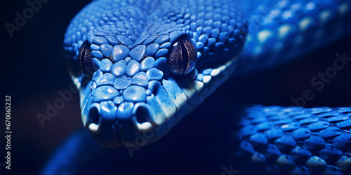 Hypnotic Blue viper snake face,,Venomous Snake Gaze 