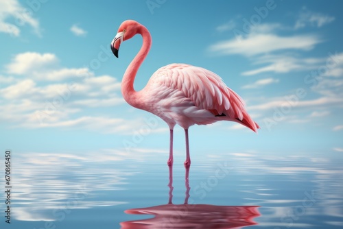 Pastel flamingo with a reflective stance  evoking a sense of calm and introspection in gentle pastel tones  Generative AI