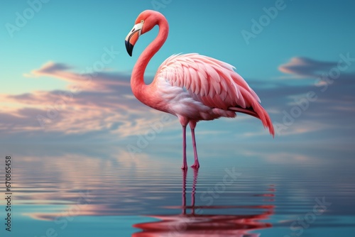 Pastel flamingo with a reflective stance  evoking a sense of calm and introspection in gentle pastel tones  Generative AI
