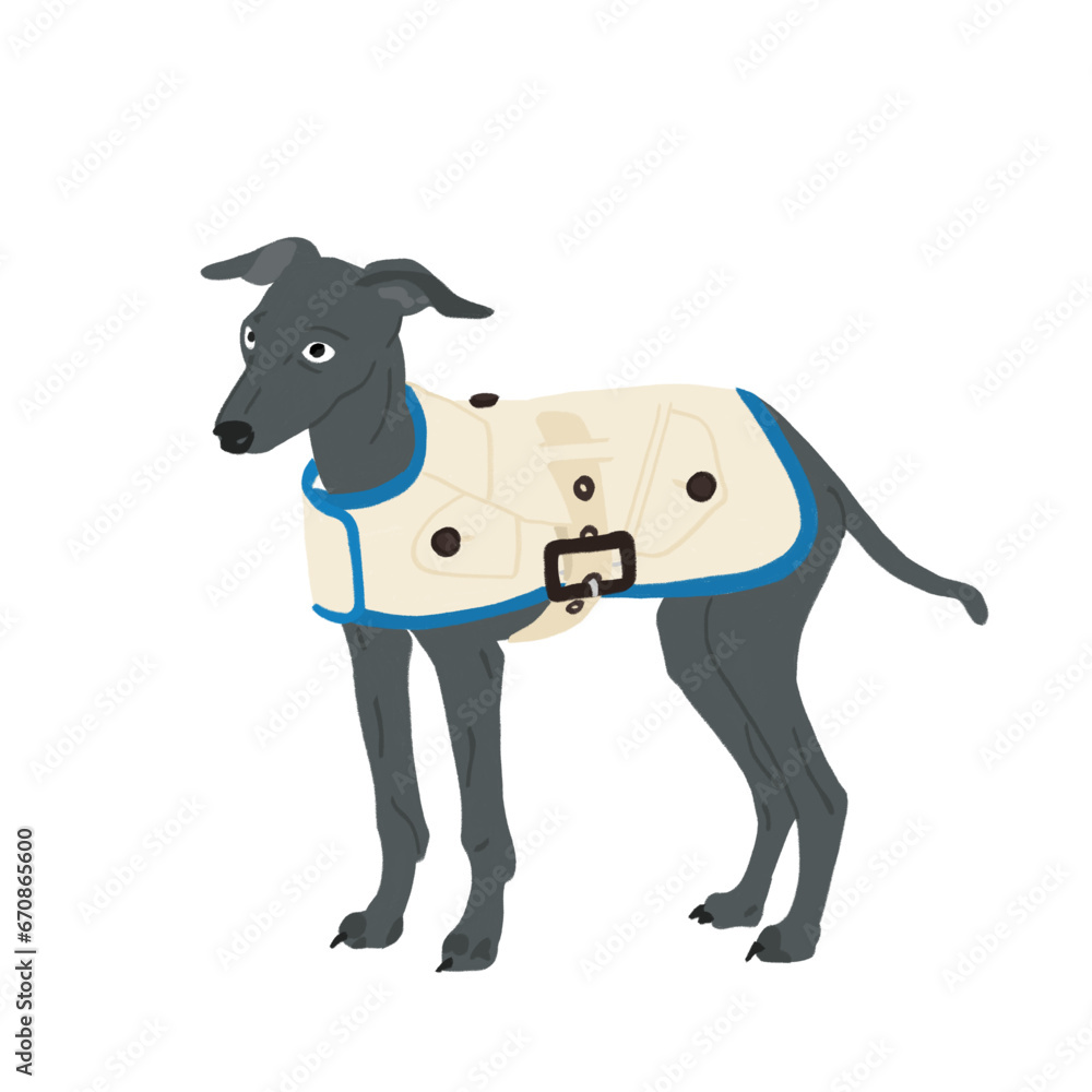 A dog wearing trench coat - a concept illustration of animal A dog wearing trench coat - a concept illustration of animal