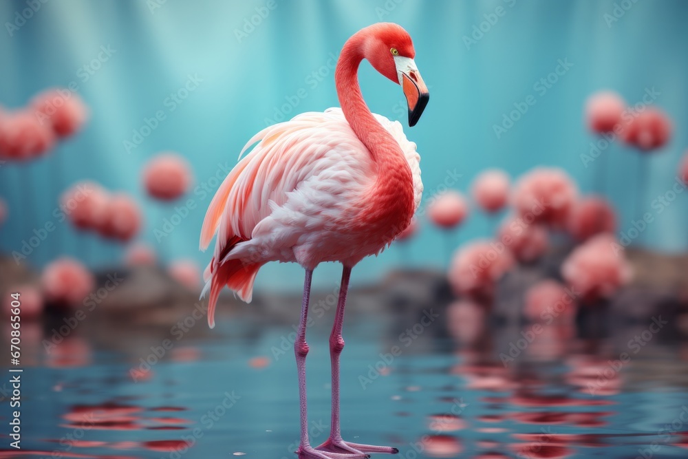 Pastel flamingo with its head held high, radiating confidence and poise in soothing colors, Generative AI Pastel flamingo with its head held high, radiating confidence and poise in soothing colors, Generative AI