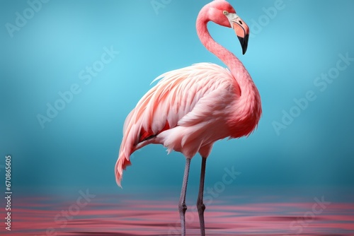 Pastel flamingo with its head held high  radiating confidence and poise in soothing colors  Generative AI