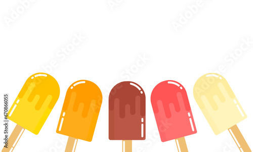 colorful ice cream background on white background