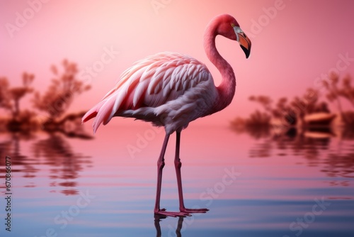 Pastel pink flamingo silhouette  capturing the essence of this magnificent bird in a minimalist form  Generative AI