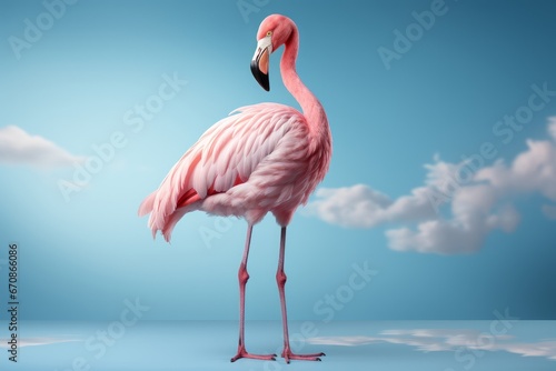Pastel pink flamingo with a minimalist design, offering a touch of nature's beauty in a simple form, Generative AI  © Box Milk