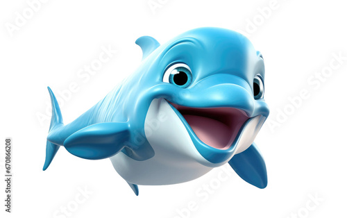 Dazzling Blue and White Dolphin Fish 3D Cartoon Isolated on Transparent Background PNG. © Haider