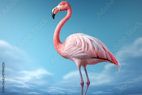 Pastel pink flamingo with elegant simplicity, Generative AI © Box Milk