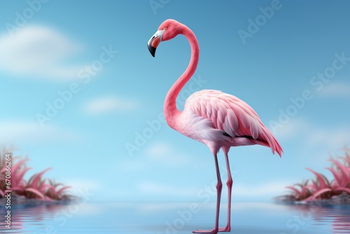 Pastel pink flamingo with elegant simplicity, Generative AI