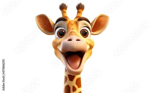 Smiling a Cute Giraffe 3D Cartoon Isolated on Transparent Background PNG.