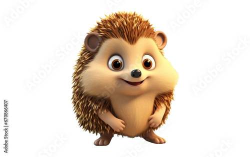 Amazing Cute Hedgehog 3D Cartoon Isolated on Transparent Background PNG.
