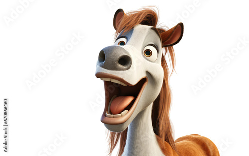Smiling Stunning Horse 3D Cartoon Isolated on Transparent Background PNG.