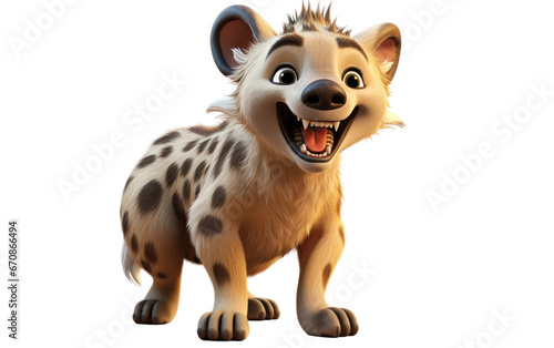 Amazing Cute Hyena Animal 3D Cartoon Isolated on Transparent Background PNG.