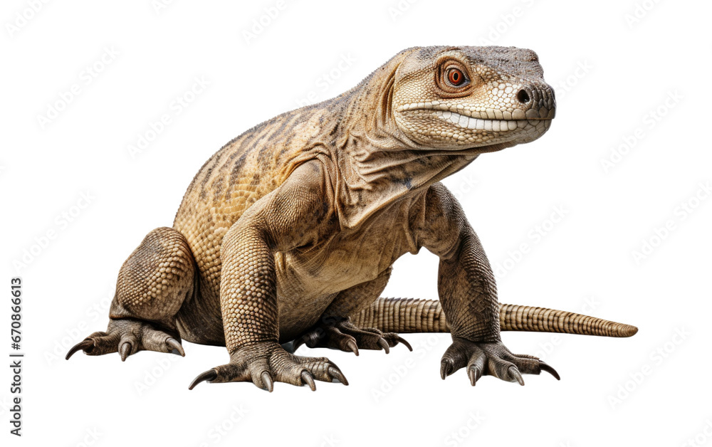 Dangerous Komodo Dragon 3D Cartoon Isolated on Transparent Background PNG.
