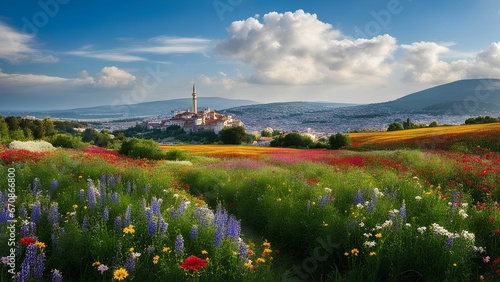 green slopes and clouds around mosque heights in İstanbul