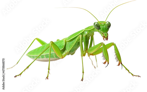 Amazing Green Color Praying Mantis 3D Cartoon Isolated on Transparent Background PNG.