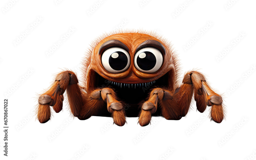 Dangerous Cute Tarantula 3D Cartoon Isolated on Transparent Background PNG.