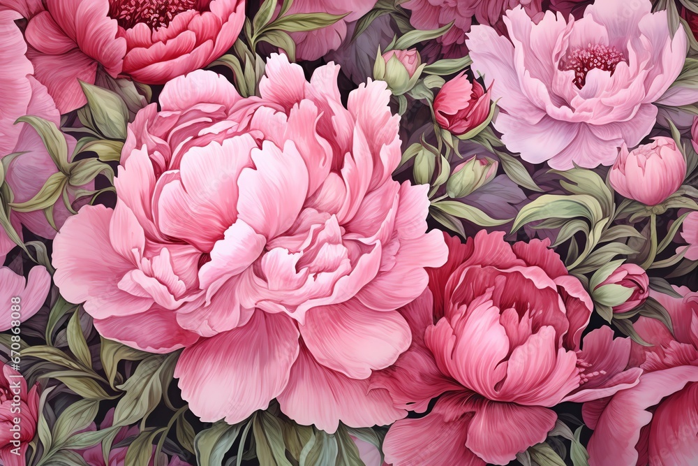 Beautiful peony flowers background in watercolor style Beautiful peony flowers background in watercolor style