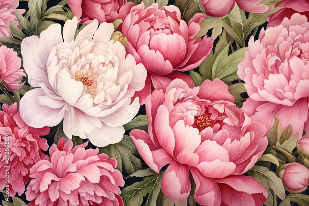 Beautiful peony flowers background in watercolor style Beautiful peony flowers background in watercolor style