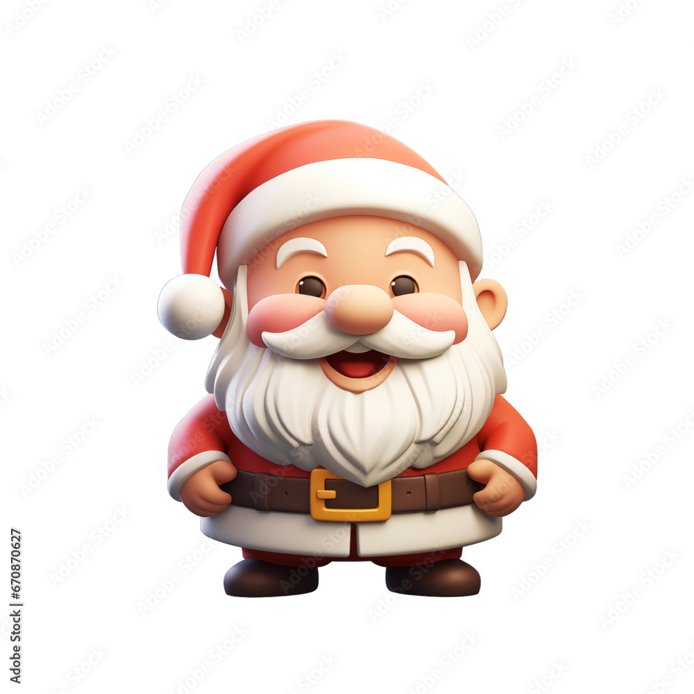 3D Santa Claus isolated transparent, Generative AI 3D Santa Claus isolated transparent, Generative AI