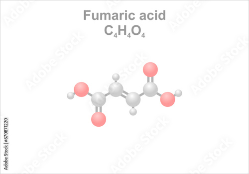 Simplified scheme of the fumaric acid molecule. Use as food preservative and acidulant.