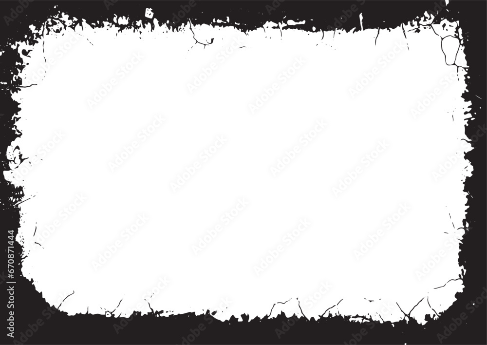 a white square frame on a cracked wall, Grunge border, backgrounds textured photographic effect template a white square frame on a cracked wall, Grunge border, backgrounds textured photographic effect template