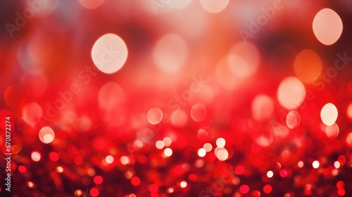 Christmas red abstract valentine background, Red glitter bokeh vintage lights background.