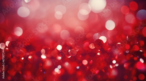 Christmas red abstract valentine background, Red glitter bokeh vintage lights background.